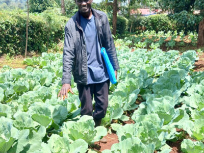Norman Omuse in his vegetable garden